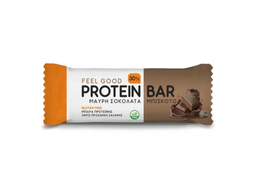 Feel Good Dark Chocolate Biscuit Protein Bar, Πρωτεϊνική Μπάρα Μαύρη Σοκολάτα Μπισκότο 60gr