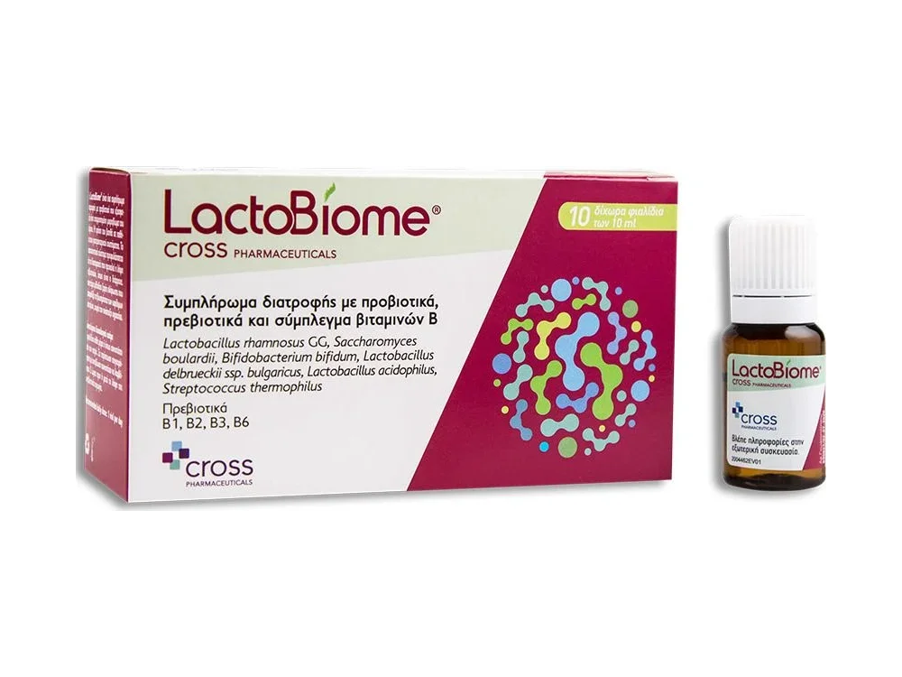 Cross Pharma LactoBiome Συμπλήρωμα Διατροφής για την Εξισορρόπηση του Εντερικού Μικροβιώματος, 10x10ml