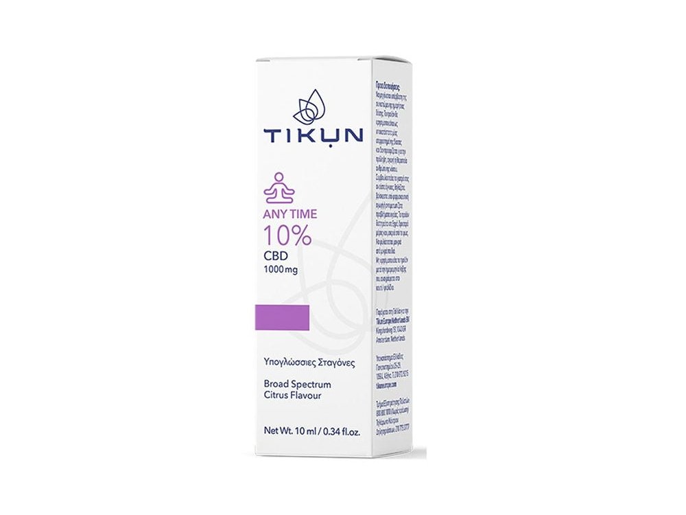 Tikun CBD Any Time 10% Υπογλώσσιες Σταγόνες Ελαίου Κάνναβης, 10ml