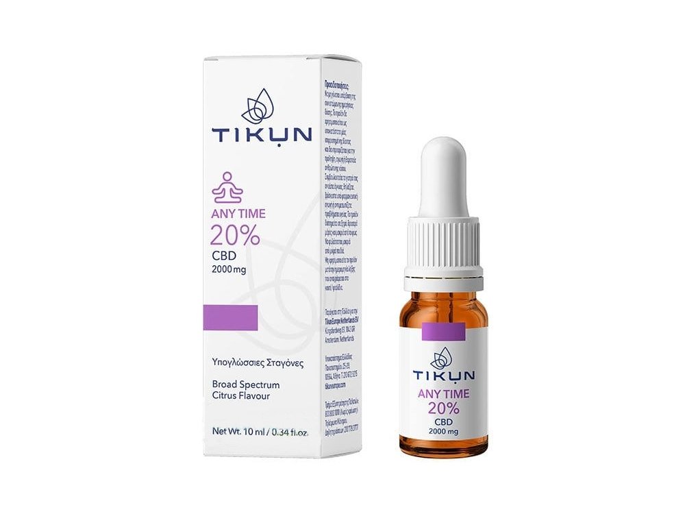 Tikun CBD Any Time 20% Υπογλώσσιες Σταγόνες Ελαίου Κάνναβης, 10ml