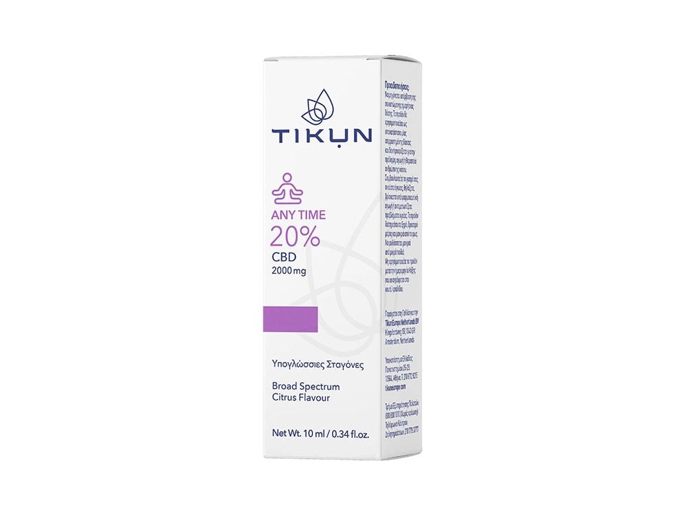 Tikun CBD Any Time 20% Υπογλώσσιες Σταγόνες Ελαίου Κάνναβης, 10ml