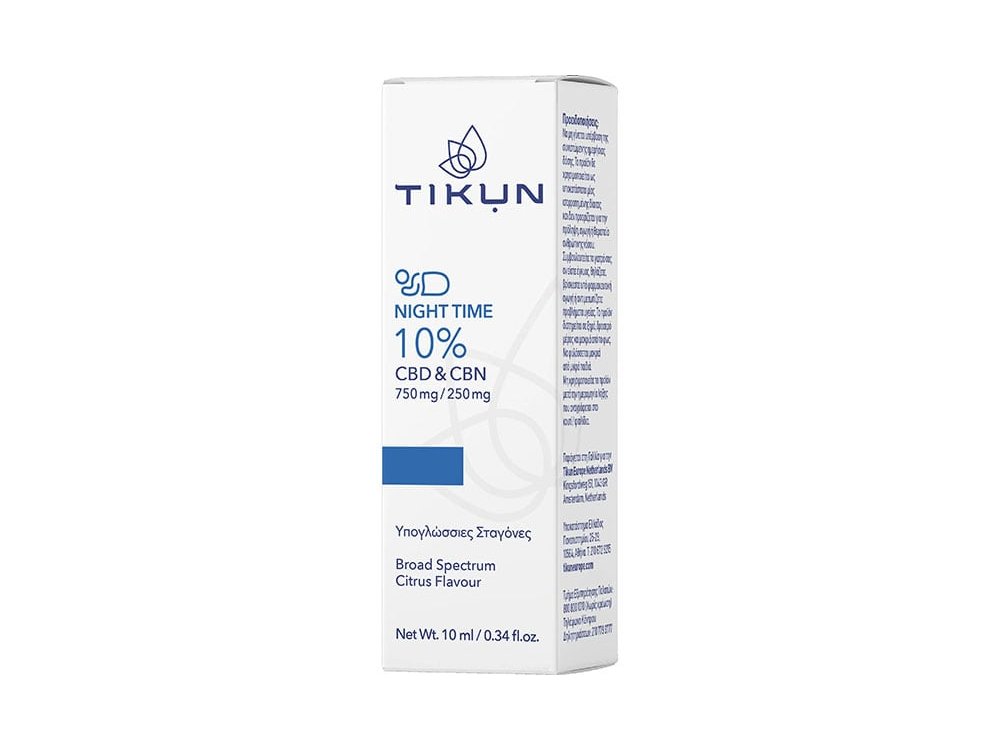 Tikun Night Time 10% Υπογλώσσιες Σταγόνες Ελαίου Κάνναβης, 10ml