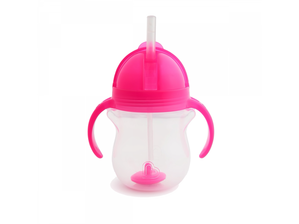 Munchkin Tip & Sip Straw Cup,Εκπαιδευτικό Ποτήρι με Καλαμάκι, Ροζ 6m+, 207ml