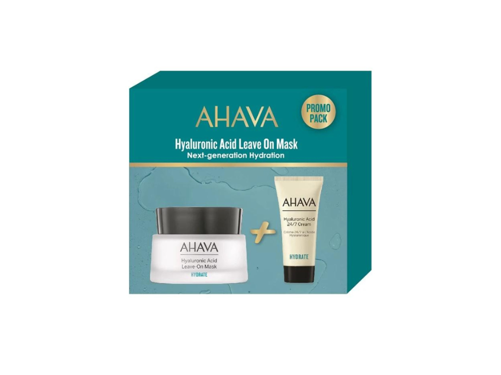Ahava Promo Hyaluronic Acid Leave On Mask Καταπραϋντική Μάσκα με Υαλουρονικό Οξύ, 50ml & Δώρο Hyaluronic Acid 24/7 Cream Ενυδατική Κρέμα Προσώπου, 15ml, 1σετ