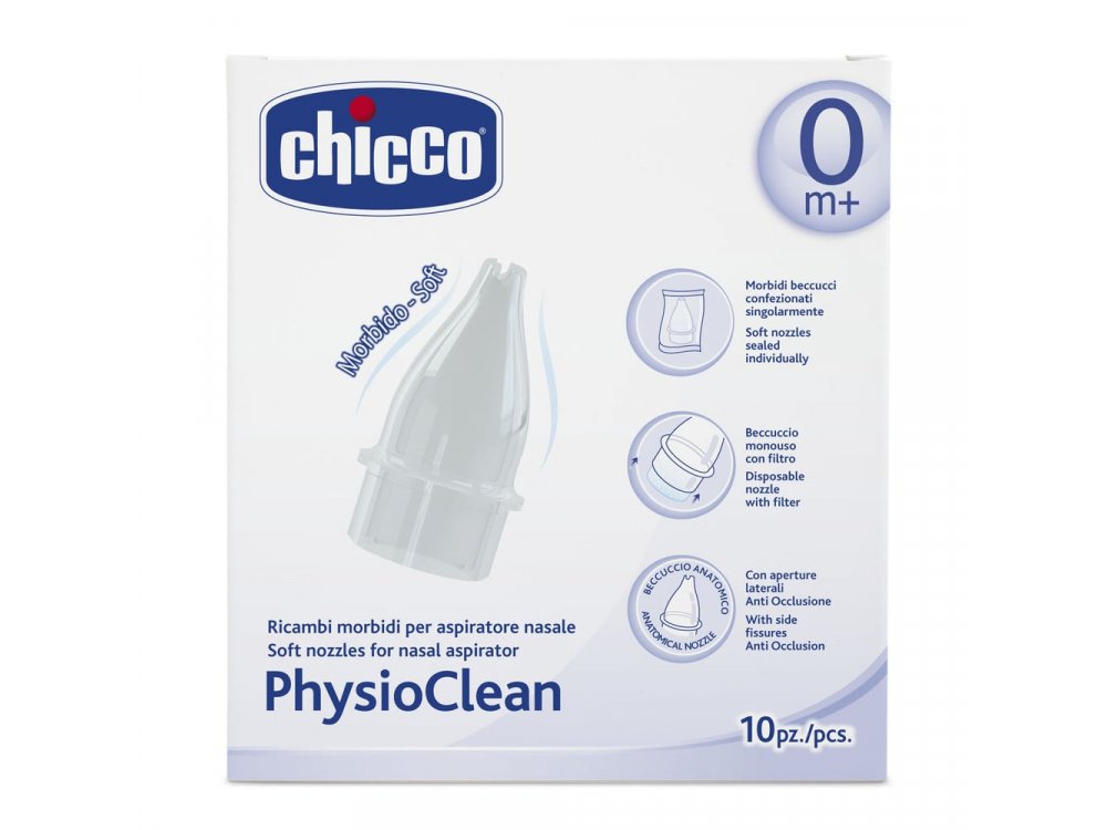 Chicco PhysioClean Soft, Ανταλλακτικά για τον Ρινικό Αποφρακτήρα για τη μύτη του μωρού, 10 Ανταλλακτικά