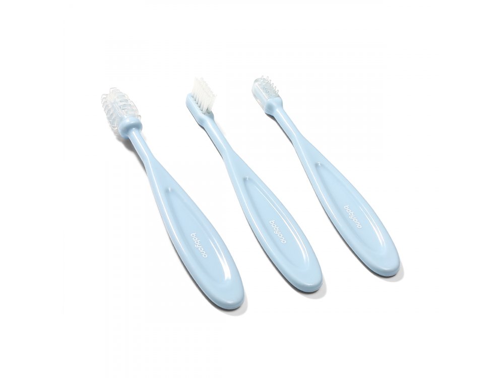 BabyOno ToothBrushes Set, Σετ 3 Οδοντόβουρτσες από 3m+, Μπλέ