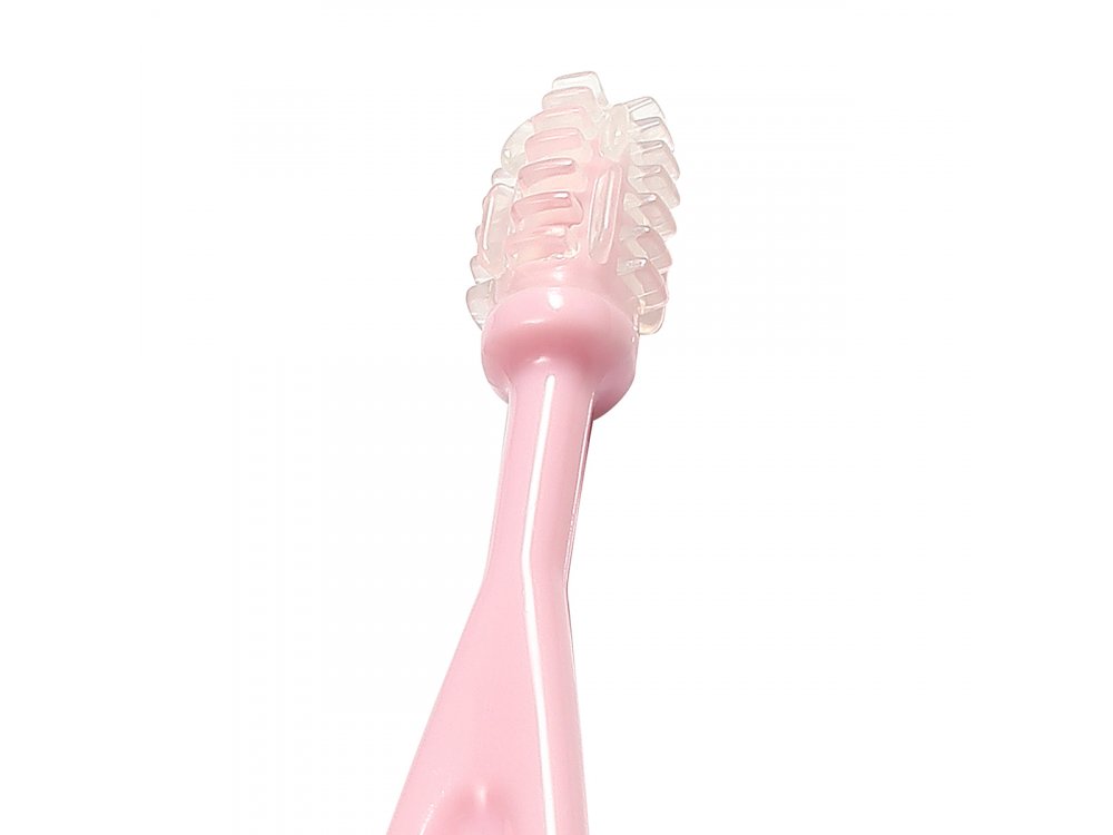 BabyOno ToothBrushes Set, Σετ 3 Οδοντόβουρτσες από 3m+, Ρόζ