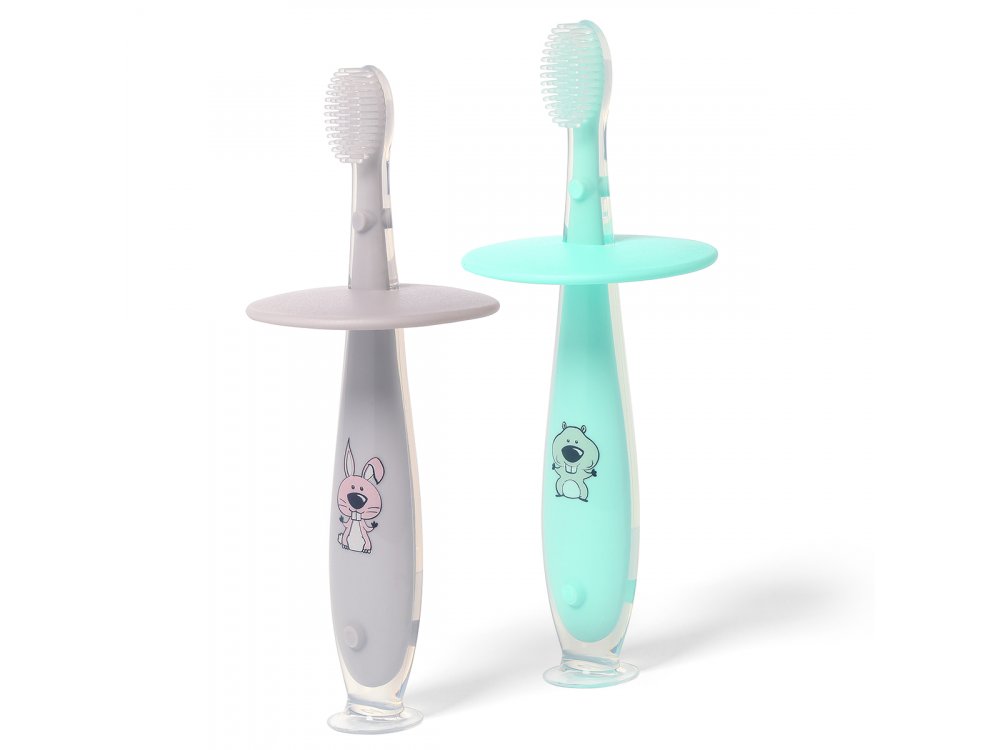 BabyOno ToothBrush, Οδοντόβουρτσα από 12m+, Mink/Grey, 1τμχ