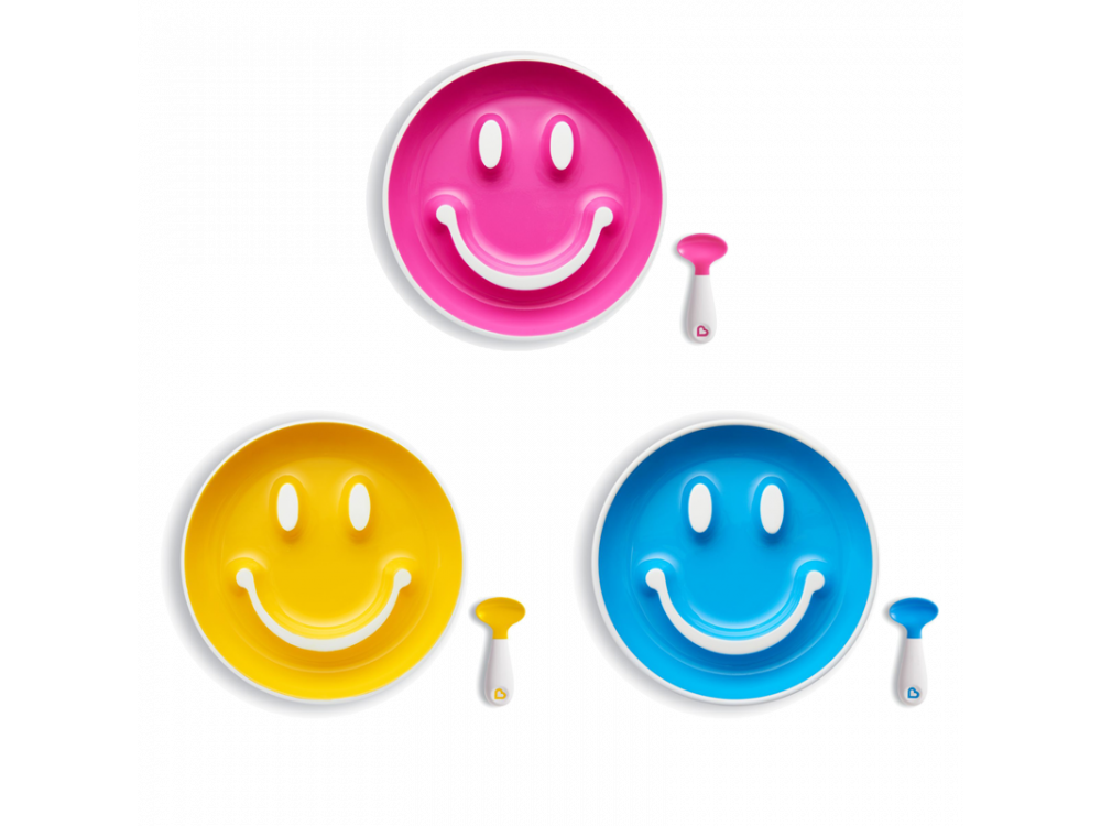 Munchkin Smile n' Scoop Σετ Πιάτο-Κουταλάκι, Σετ 1τμχ