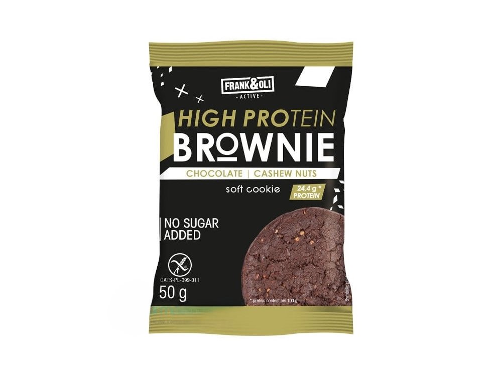 Frank & Oli High Protein Soft Brownie Cookie Chocolate & Cashew Nuts Μαλακό Μπισκότο με Σοκολάτα & Κάσιους, 50g