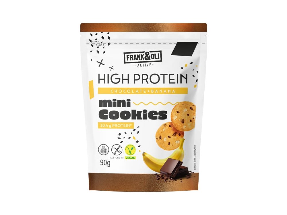Frank & Oli High Protein Mini Cookies Chocolate & Banana Μίνι Μπισκότα Πρωτεΐνης με Σοκολάτα & Μπανάνα, 90g