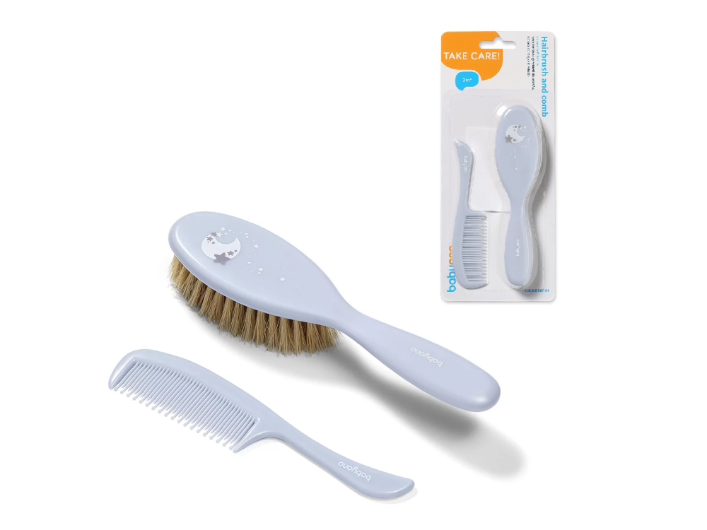 BabyOno Hairbrush & Comd.Natural Super Soft, Μαλακή φυσική Βούρτσα & Χτένα, Μπλέ