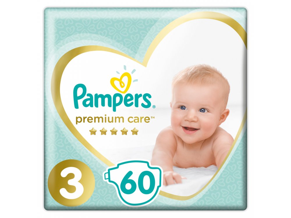 Pampers Premium Care Jumbo Pack No.3 (Midi) 6-10 kg Βρεφικές Πάνες, 60τμχ