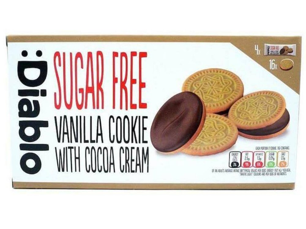 Diablo Μπισκότα Γεμιστά με Σοκολάτα Χωρίς Ζάχαρη, 176gr