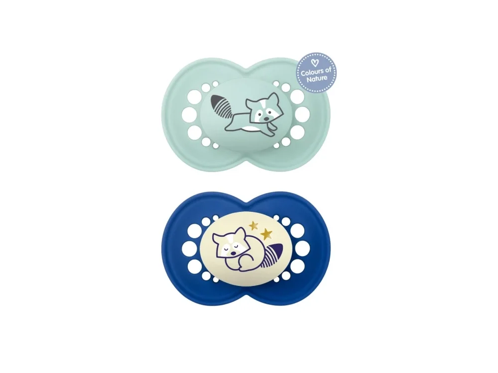 Mam Day & Night Πιπίλες Σιλικόνης για 6-16 μηνών Βεραμάν/Μπλέ, 2τμχ