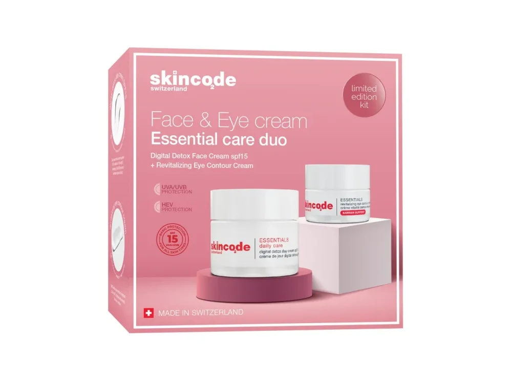 Skincode Promo Essential Care Digital Detox Face Cream Ενυδατική Κρέμα Ημέρας με Spf 15 50ml & Revitalizing Eye Contour Cream 30ml
