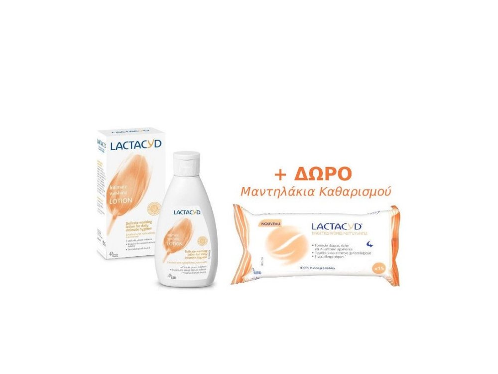 Lactacyd Intimate Lotion 300ml & ΔΩΡΟ Intimate Wipes 15τμχ