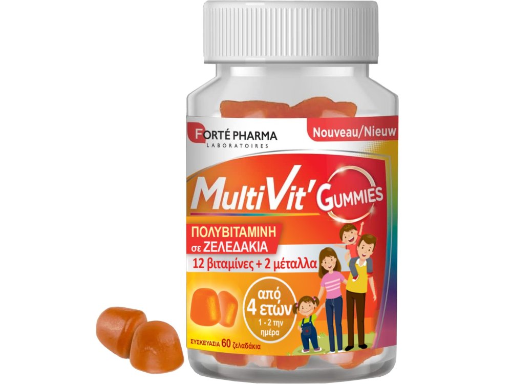 Forte Pharma MultiVit Gummies 60 Softgels, Συμπλήρωμα Διατροφής με Πολυβιταμίνες & Μέταλλα για Υποστήριξη του Οργανισμού, 60tabs