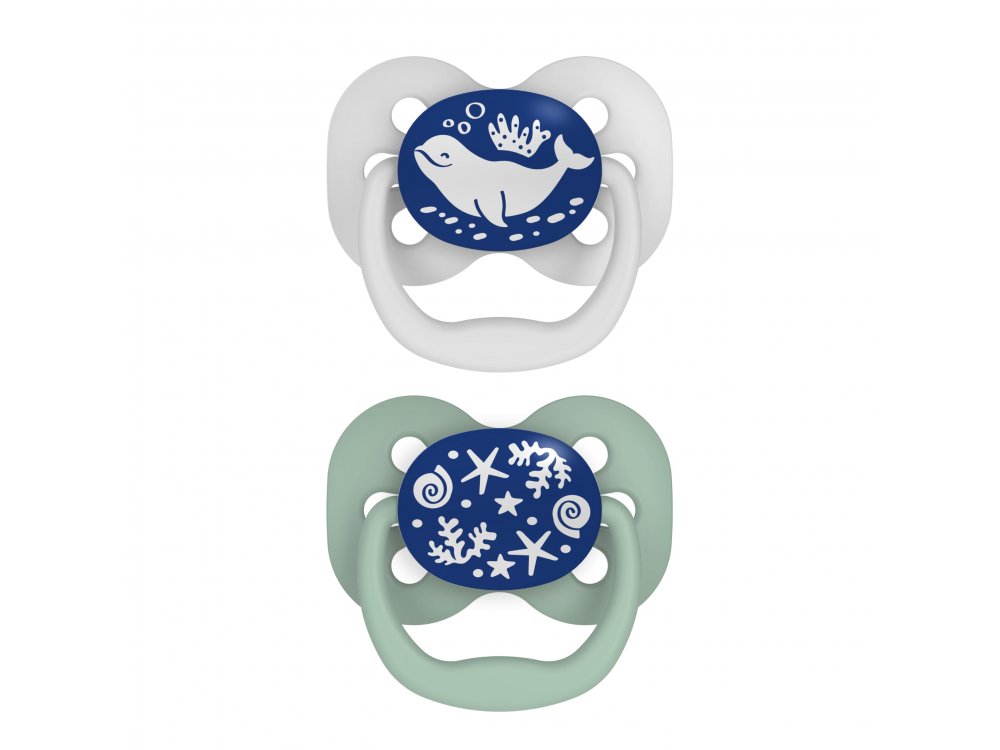 Dr. Brown's Πιπίλα Σιλικόνης Νυκτός Advantage, Επίπεδο 1, (0-6m), Μπλέ-Αγόρι, 2τμχ