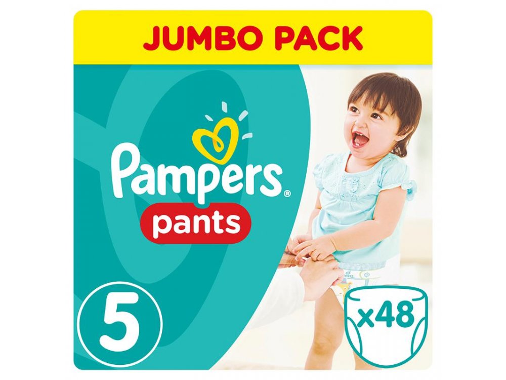 Pampers Pants Jumbo Pack No.5 (Junior) 12-17 kg Βρεφικές Πάνες Βρακάκι, 48τμχ