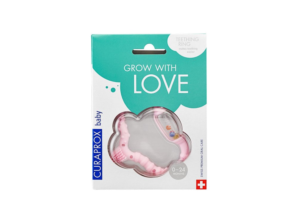 Curaprox Baby Teething Ring Pink Κρίκος Οδοντοφυϊας 0-24m, 1τμχ