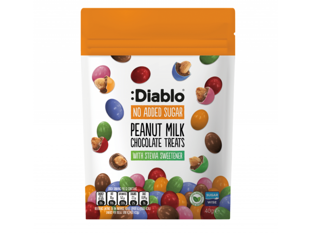 Diablo Σοκολατένια Κουφετάκια Γεμιστά με Φυστίκι χωρίς ζάχαρη, 40gr