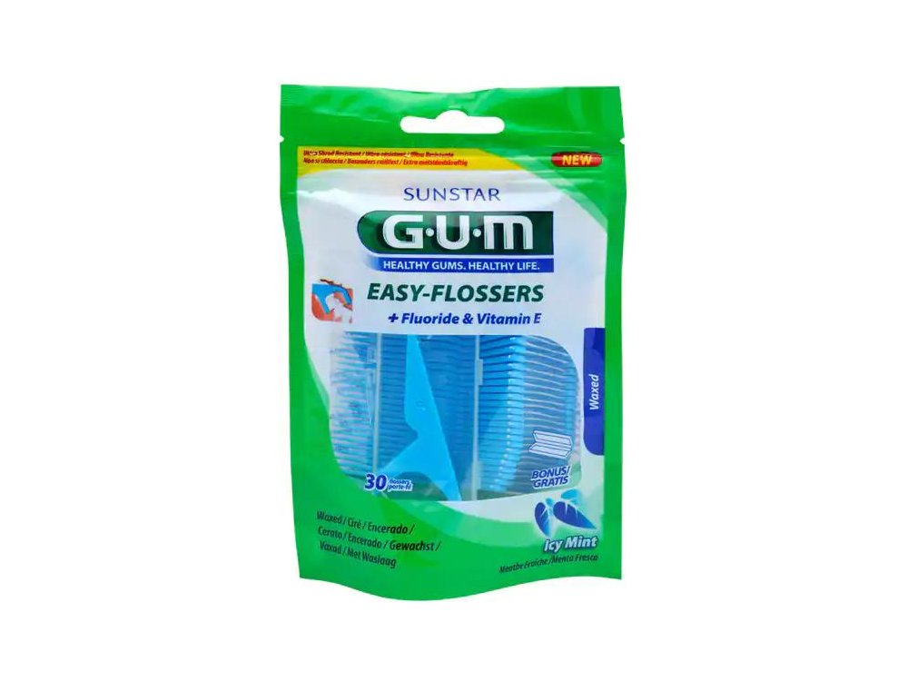 Gum Easy Flossers (890), Οδοντικό Νήμα Ελαφρώς Κερωμένο σε Διχάλες Μίας Χρήσης, 30τμχ