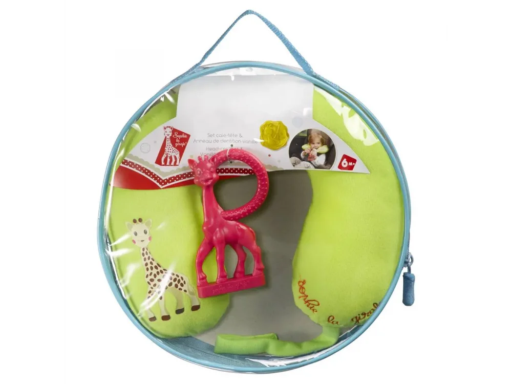 Sophie la Girafe Head Rest & Vanilla Teething Ring Set Μαξιλάρι Ταξιδιού με Μασητικό