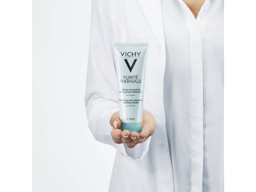 Vichy Purete Thermale Purifying Cleansing Cream Αφρώδης, Ενυδατική Κρέμα Καθαρισμού Προσώπου, 125ml