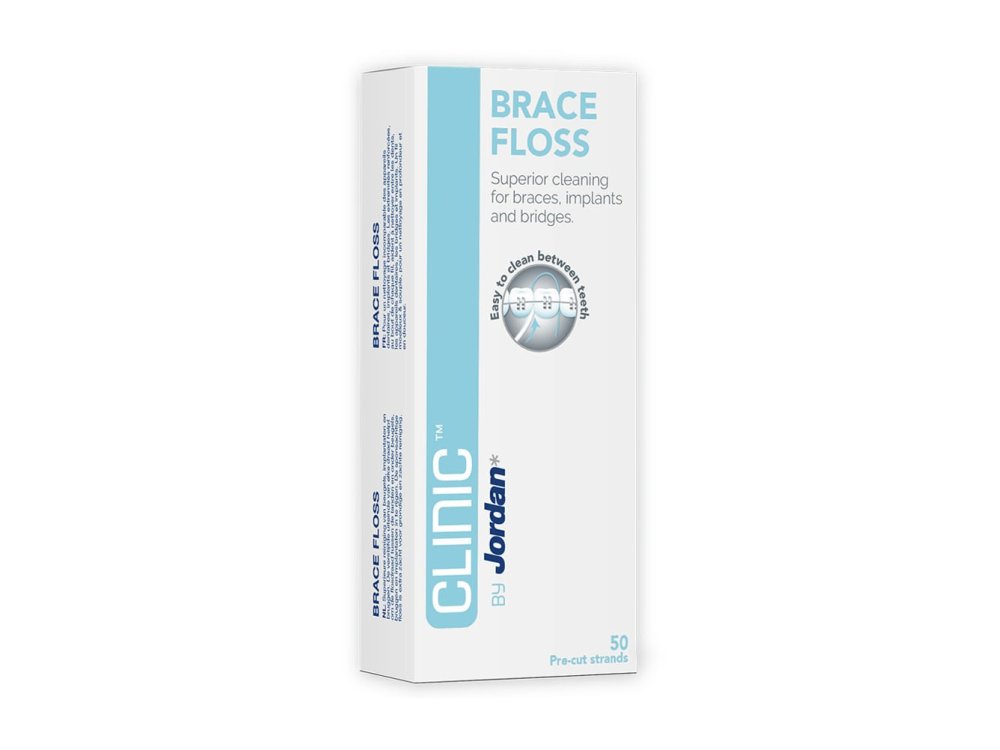 Jordan Clinic Brace Floss, Οδοντικό Νήμα Ιδανικό για Σιδεράκια, Γέφυρες & Εμφυτεύματα, 50τμχ