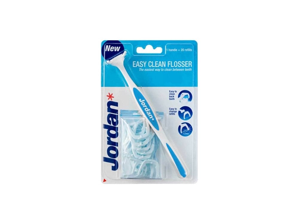 Jordan Easy Clean Flosser Σύστημα Οδοντικού Νήματος Λαβή, 1τμχ & 20τμχ Ανταλλακτικά Νήματα