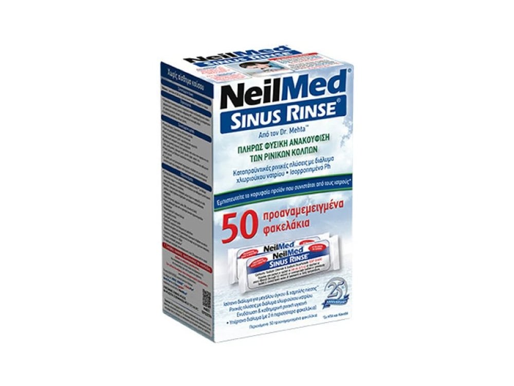 NeilMed Sinus Rinse, Ανταλλακτικά Ισοτονικό Διάλυμα Ρινικών Πλύσεων για Ενήλικες, 50sachets