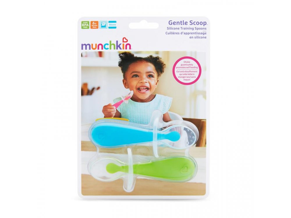 Munchkin Gentle Silicone Spoons, Εκπαιδευτικά Παιδικά Κουτάλια Σιλικόνης, 6m+, 2τμχ