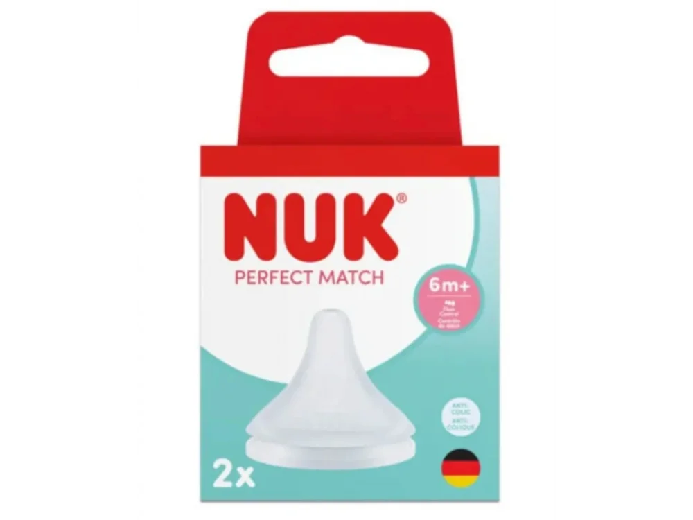 Nuk Perfect Match 6+m Flow Control - Θηλή Σιλικόνης 6+ Μηνών, 2τμχ