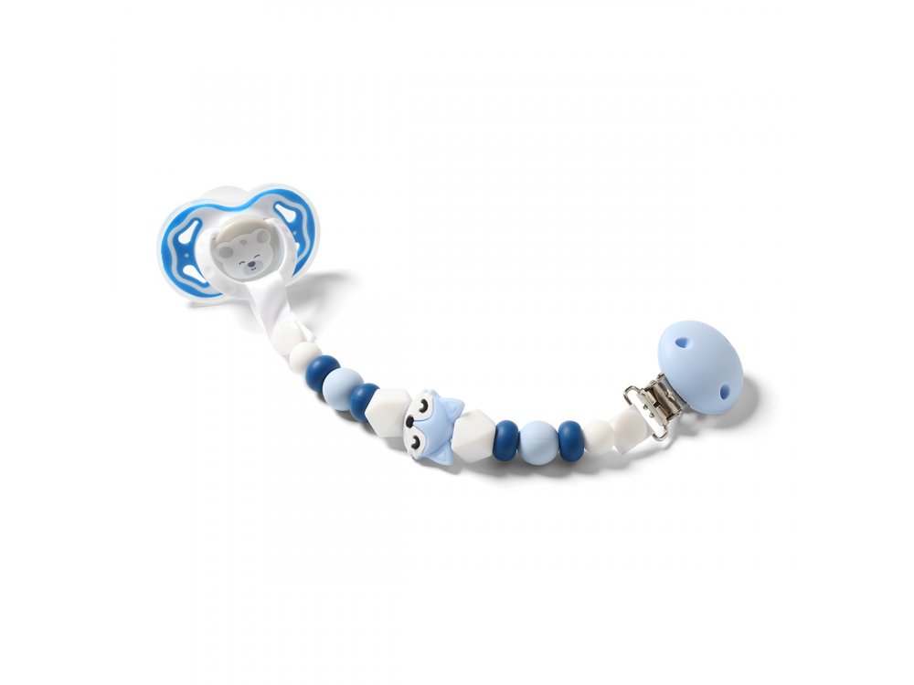 BabyOno Soother Holder, Κλιπ Πιπίλας με σιλικόνη και κλιπ Αστεράκι, Μπλε