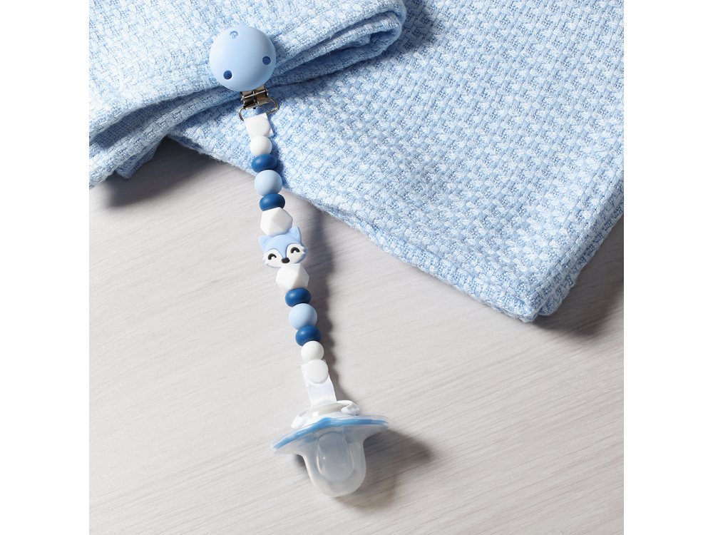 BabyOno Soother Holder, Κλιπ Πιπίλας με σιλικόνη και κλιπ Αστεράκι, Μπλε