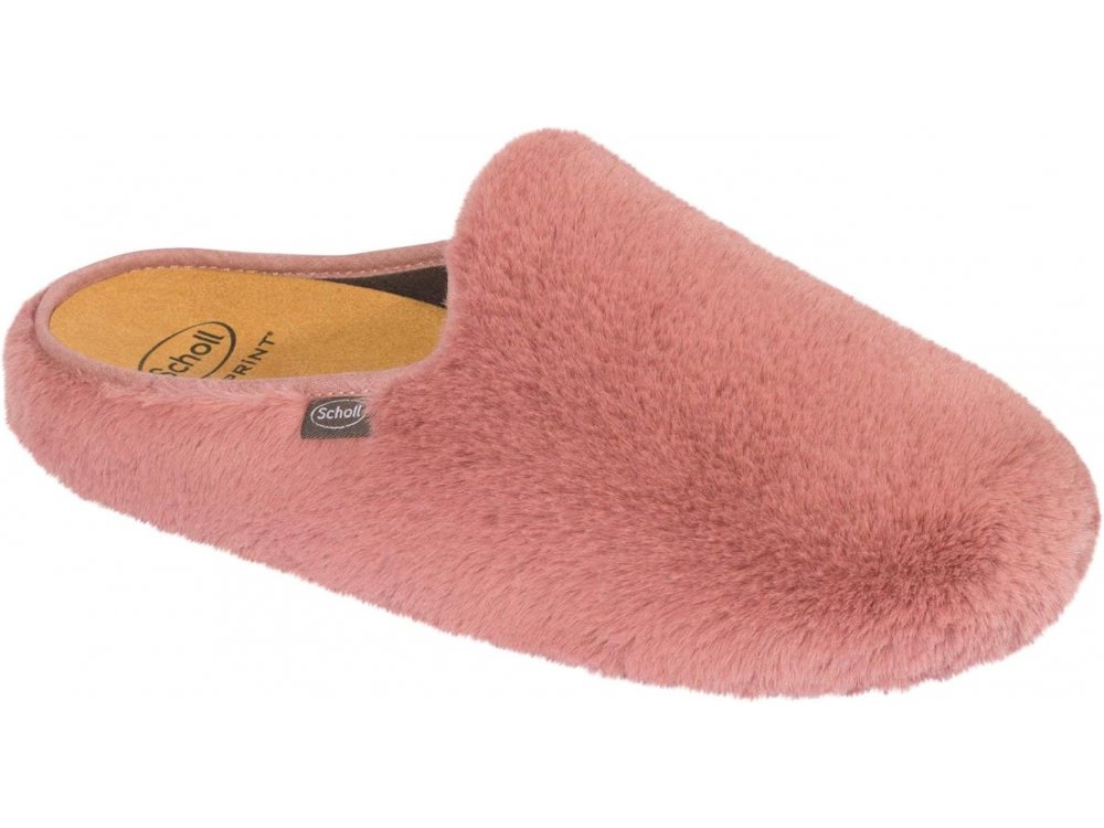 Scholl Maddy Χειμερινές Γυναικείες Παντόφλες με Συνθετική Γούνα Ρόζ Χρώμα, No36