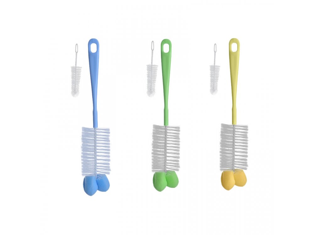 BabyOno Brush Bottlle, Σετ βούρτσα με βουρτσάκι και σφουγγαράκι για μπουκάλια και θηλές, 1τμχ