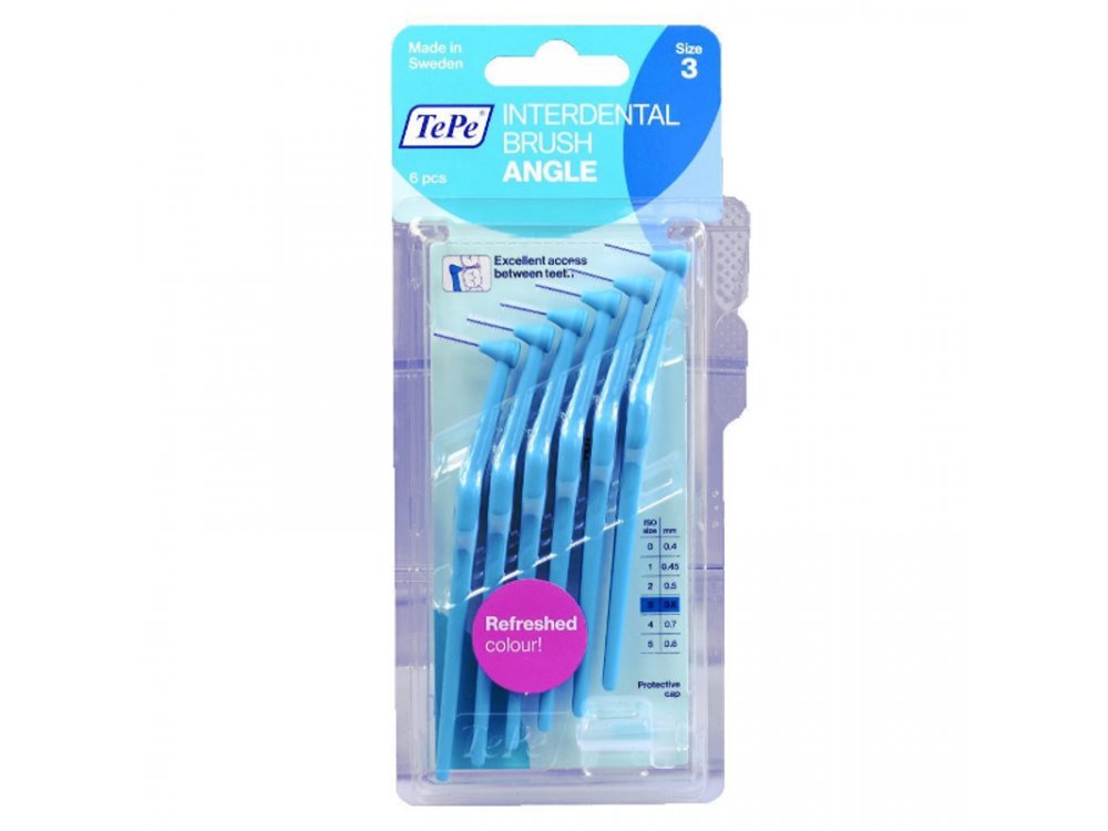 Tepe International Brush Angle No.03, 0.6mm, Μεσοδόντια Βουρτσάκια Μπλε, 6τμχ