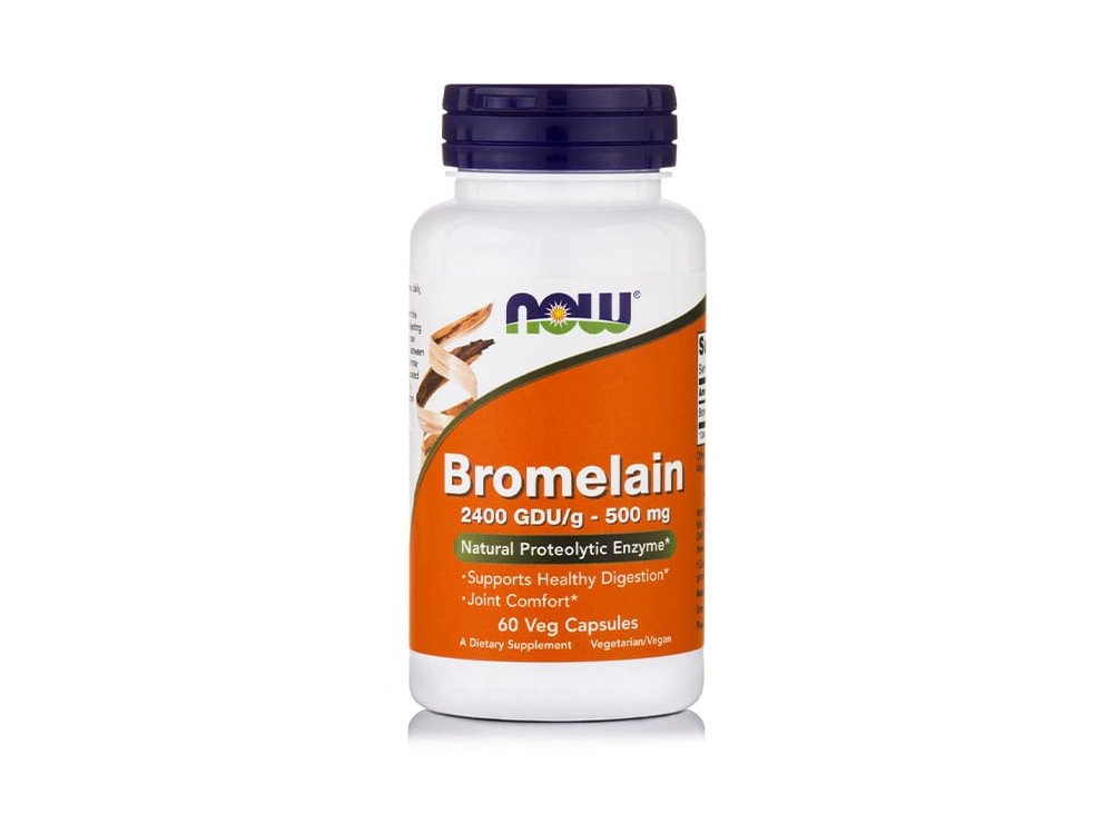 Now Foods Bromelain 500mg 60 veg caps, Συμπλήρωμα Διατροφής με Βρωμελαΐνη από Ανανά 60 φυτικές κάψουλες