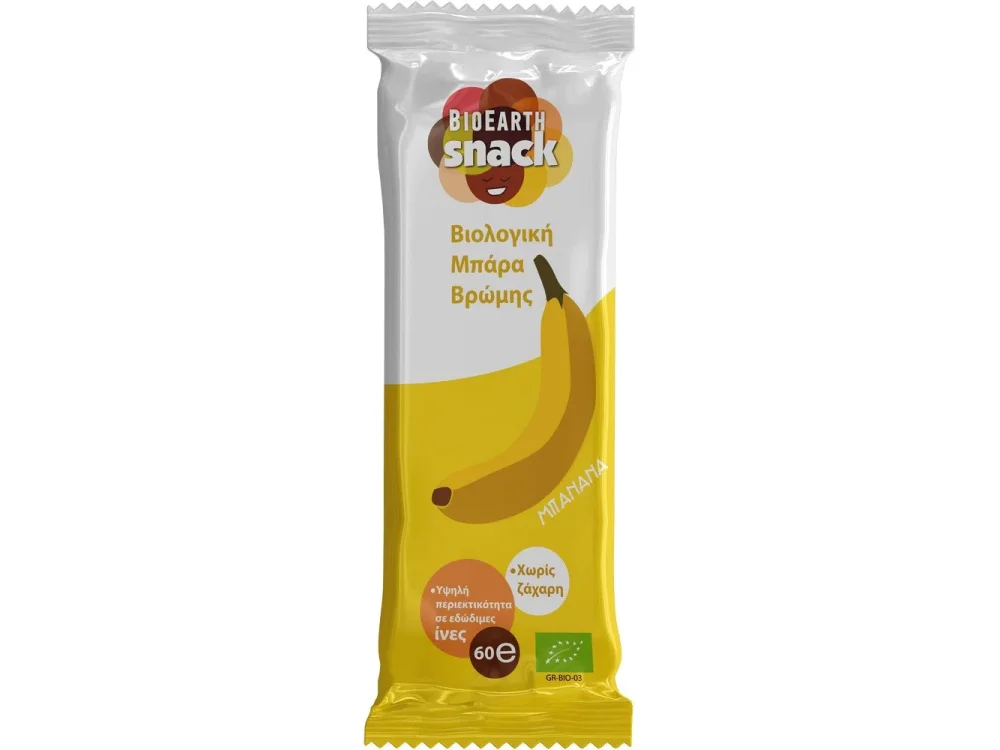 Bioearth Snack Choco Banana Μπάρα Βρώμης Κακάο-Μπανάνα & Μέλι, 60gr