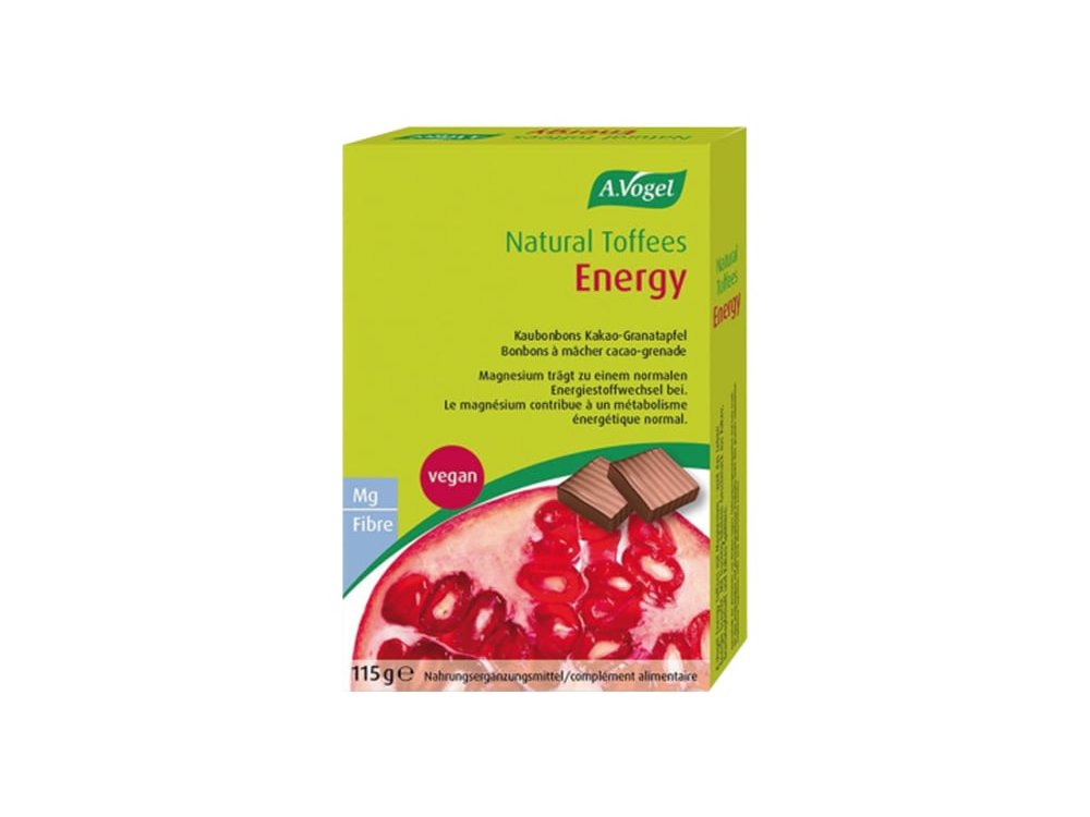 A.Vogel Energy Toffees Pomegranate, Καραμέλες με Γεύση Κακάο & Ρόδι, 115g