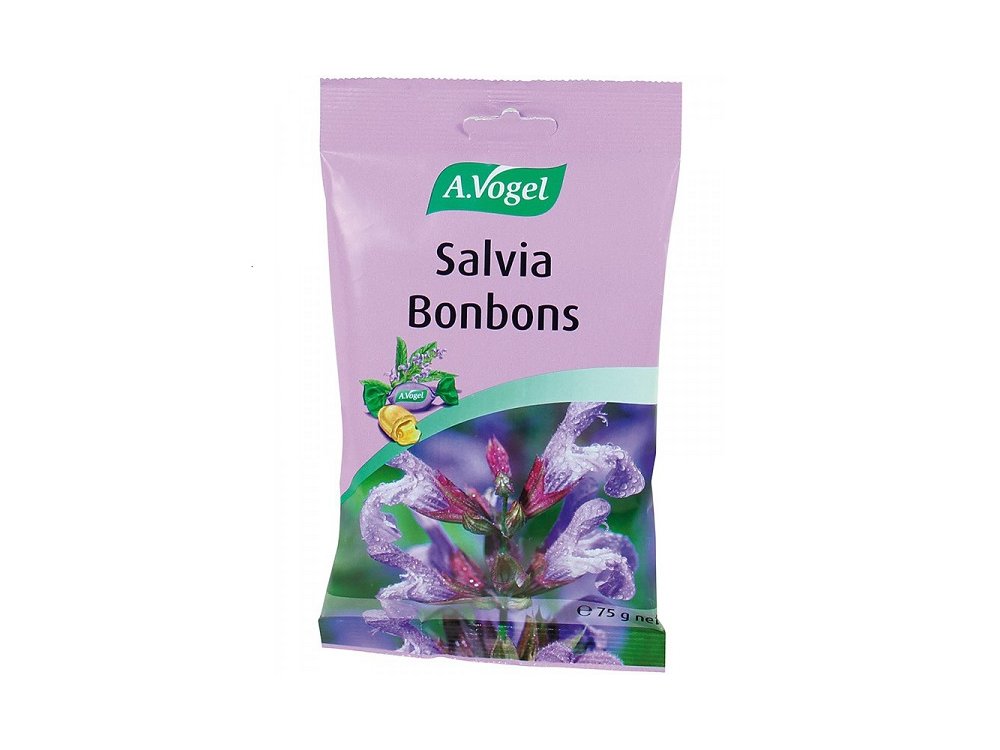 A. Vogel Salvia Bonbons Γεμιστές Καραμέλες με Φρέσκο Φασκόμηλο που Ανακουφίζουν τον Ερεθισμένο Λαιμό, 75gr