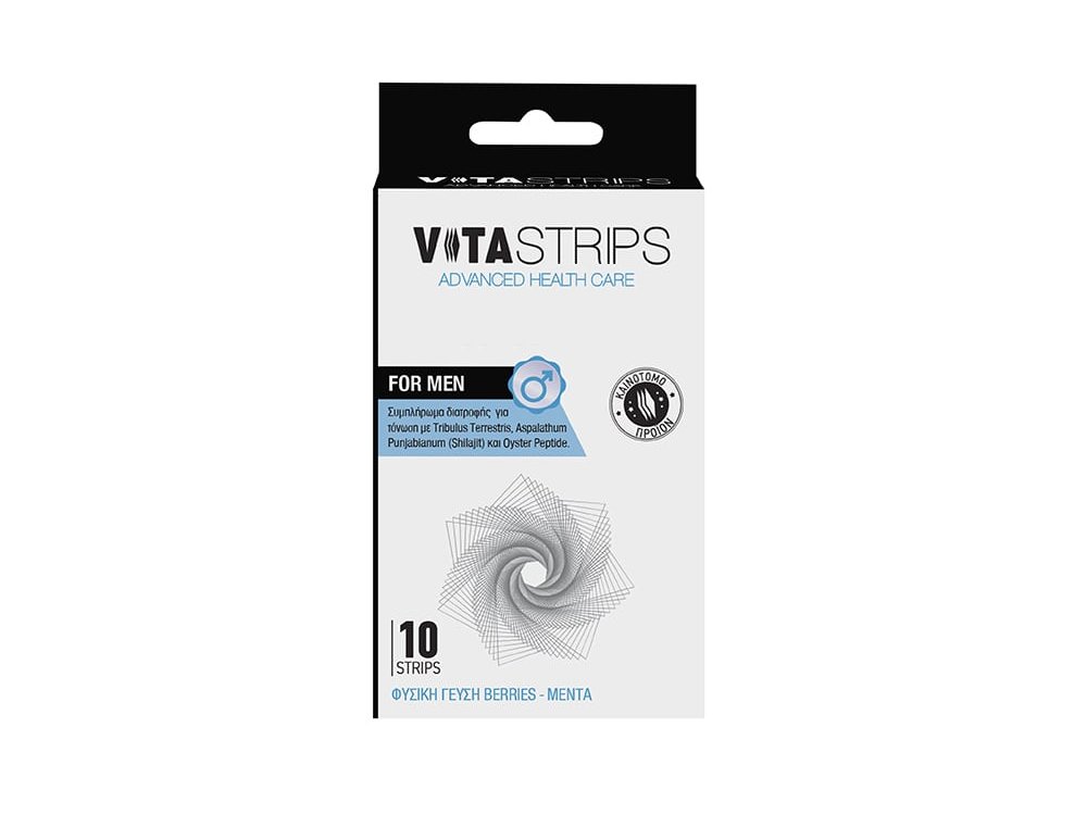 Vitastrips For Men, Για τις ανάγκες του σύγχρονου άντρα με Φυσική Γεύση Berries - Μέντα, 10Strips
