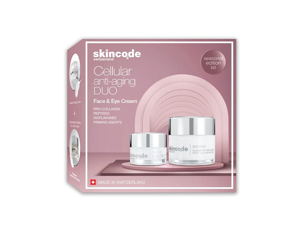 Skincode Cellural Anti-aging Duo Cellular Anti-Aging Cream 24ωρη Αντιγηραντική Κρέμα, 50ml & Exclusive Cellular Wrinkle Prohibiting Αντιρυτιδική Κρέμα Ματιών, 15ml, 1σετ
