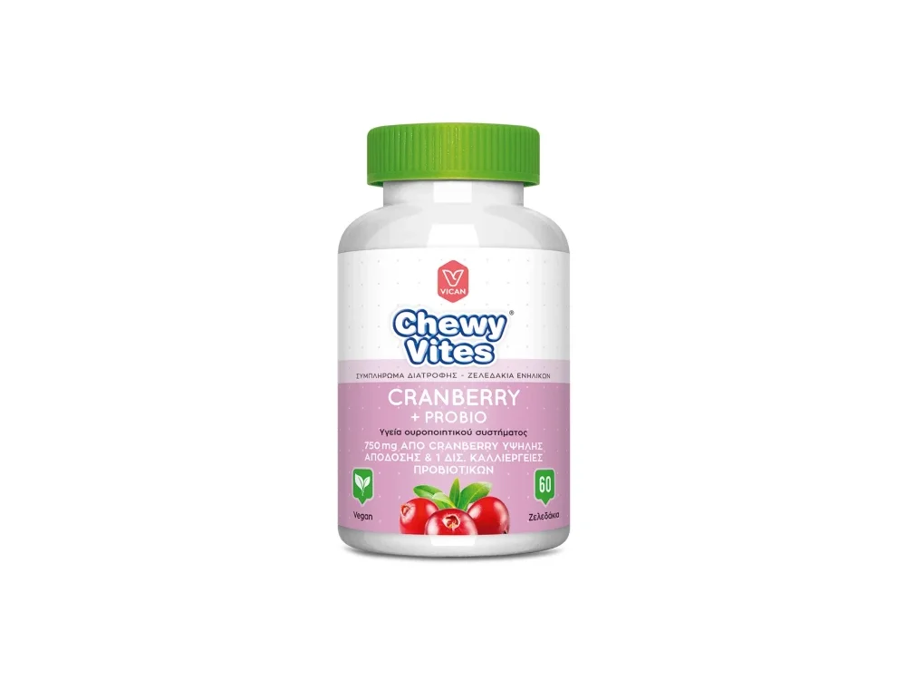 Chewy Vites Adults Cranberry + Probio, Συμπλήρωμα Διατροφής με Εκχύλισμα Κράνμπερι & Προβιοτικών για την Καλή Υγεία του Ουροποιητικού Συστήματος, 60gums
