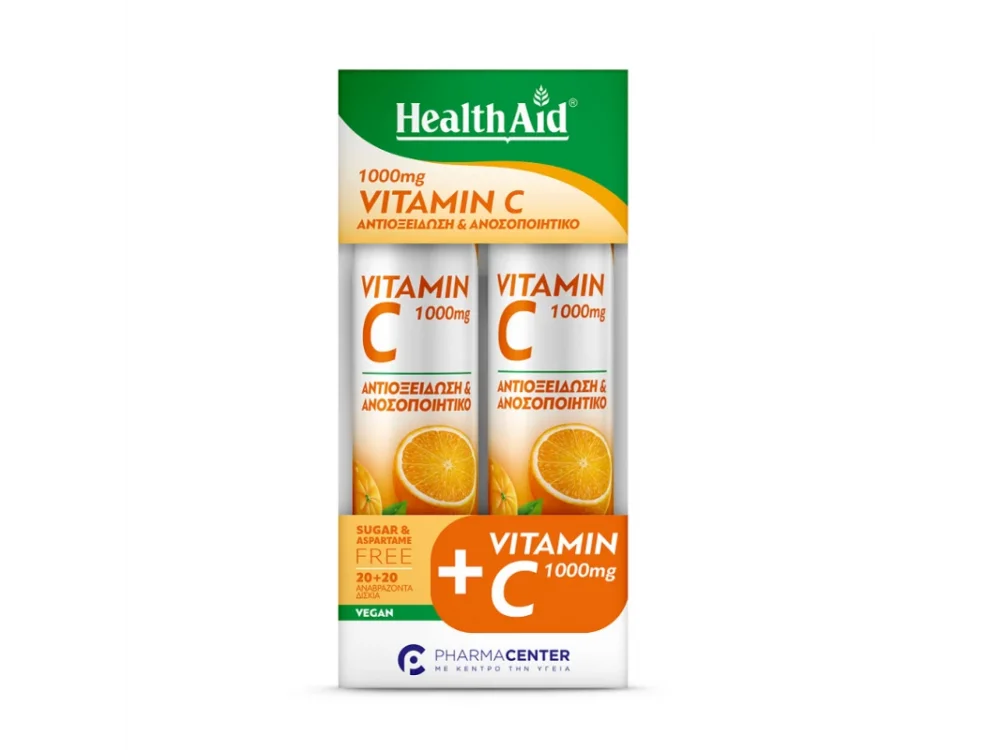 Health Aid Vitamin C 1000mg Orange Promo 1+1, 2x20eff.tabs