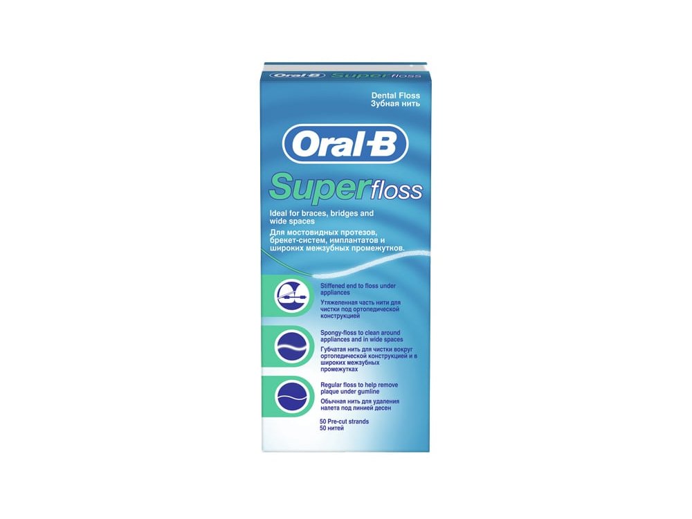 Oral-B Super Floss Οδοντικό Νήμα με Κερί, 50τεμ