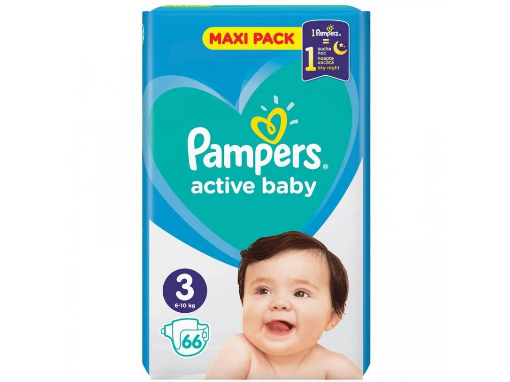 Pampers Active Baby Πάνες Maxi Pack Μέγεθος 3 (6-10 kg), 66τμχ
