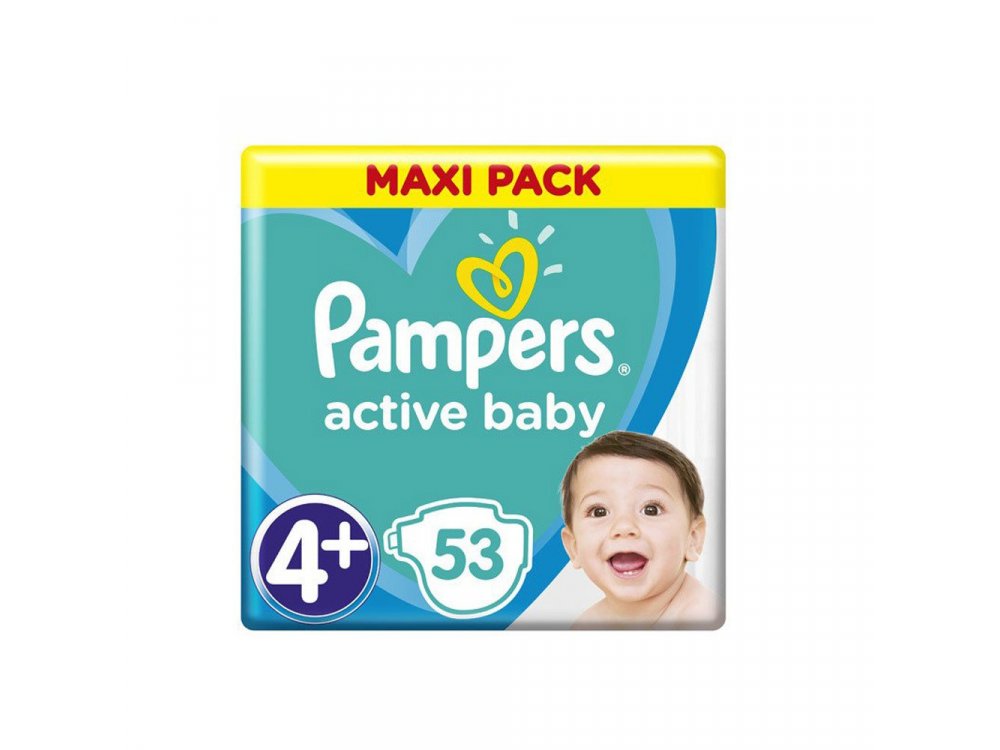 Pampers Active Baby Πάνες Maxi Pack Μέγεθος 4+ (10-15 kg), 53τμχ